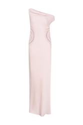 Kristina Satin Maxi Dress With Crochet - Pale Pink